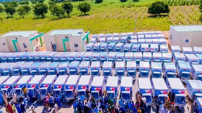 Set of donated ambulances on display